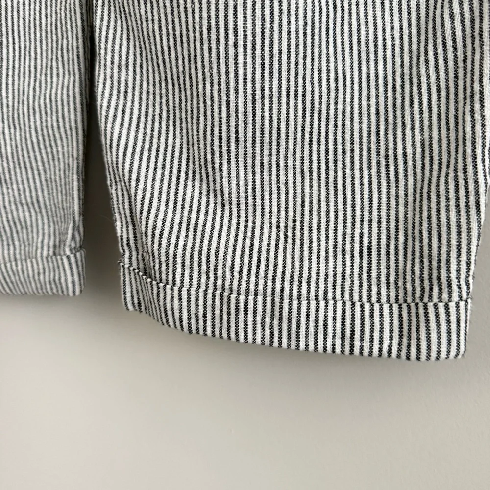 J Crew Striped Linen Cotton Blend Drawstring Pant in Black and White 10 - Picture 8 of 13